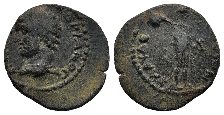 Ancient Roman silver coin of the Emperor Hadrian minted in Caesaria, Cappadocia