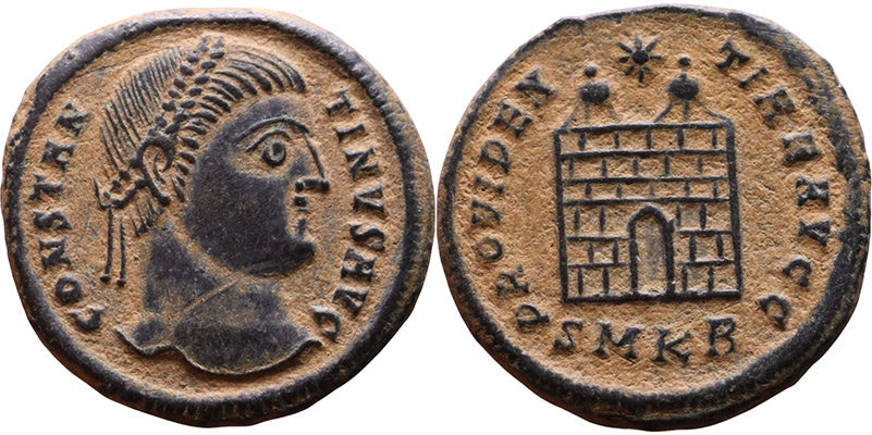 Roman coin of Constantine I - SOLI INVICTO COMITI - Lugdunum
