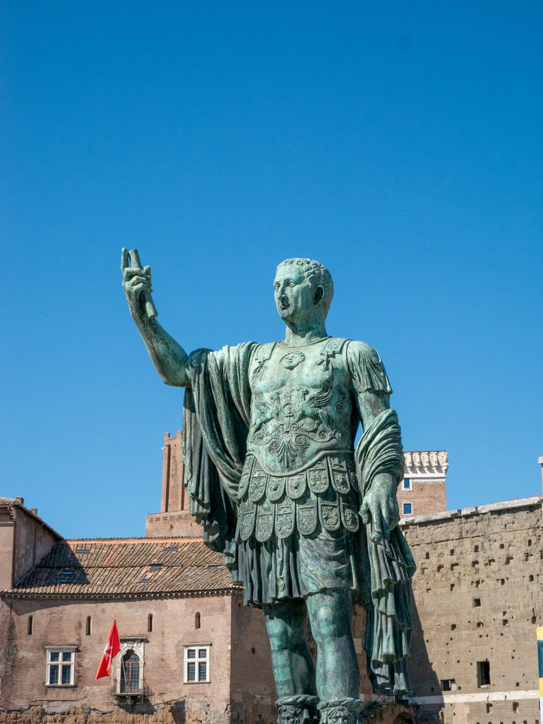 Bronze statue of a roman emperor outdoors