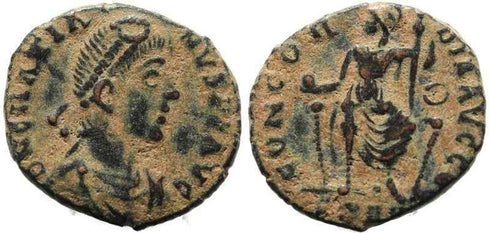 Ancient Roman coin of the Emperor Gratian - CONCORDIA AVGGG