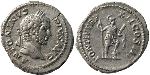 Caracalla AR silver Denarius - PONTIF TR P XII COS III