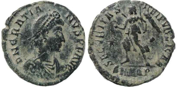Ancient Roman coin of Gratian - SECVRITAS REIPVBLICAE - Aquileia