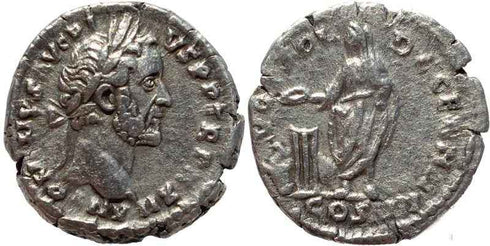 Roman coin of Antoninus Pius AR silver denarius