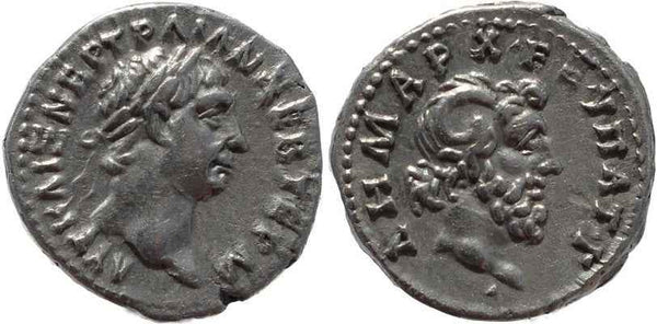 Superb Roman silver coin of Emperor Trajan 98-117AD minted in Cyrenaica, Cyrene