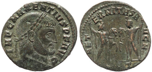 Silvered Ancient Roman coin of Maxentius - AETERNITAS AVG N - Ostia