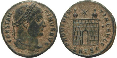 Ancient Roman coin of Constantine I - PROVIDENTIAE AVGG - Thessalonica