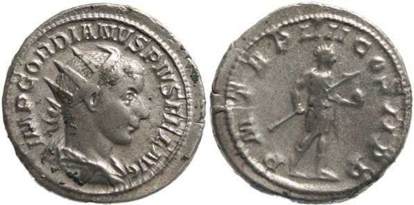 Gordian III 238-244AD Antoninianus - Gordian holding globe and spear