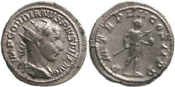 Gordian III 238-244AD Antoninianus - Gordian holding globe and spear