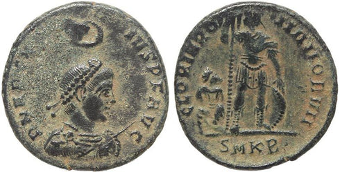 Roman coin of Arcadius Ae2 - GLORIA ROMANORVM - Hand of God - Cyzicus