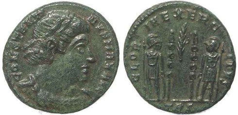 Roman coin of Constantine I - GLORIA EXERCITVS - Treveri Mint
