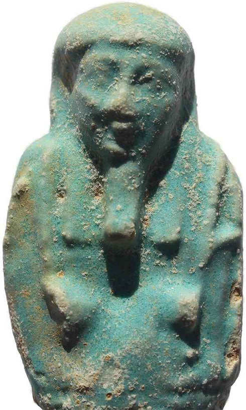 Ancient Egyptian Faience Ushabti - Late Period 27th Dynasty - Hieroglyphs