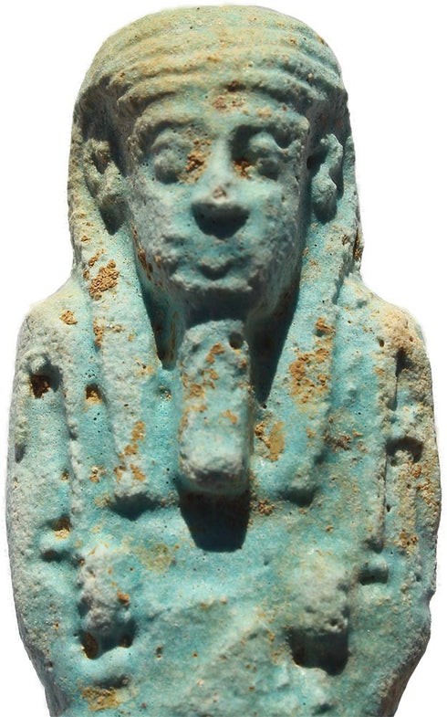 Ancient Egyptian Faience Ushabti - Late Period 27th Dynasty - Hieroglyphs