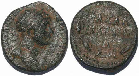 Ancinet Roman coin of the Emperor Trajan - Chalcis, Chalcidice, Ae 22 - Plant 2659