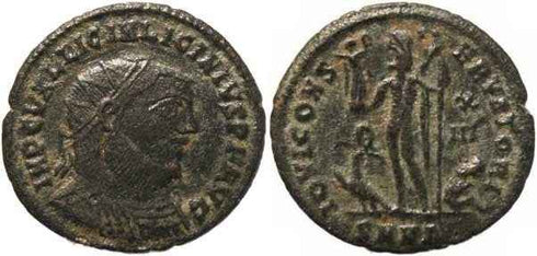 Licinius I AE follis, Nicomedia Mint - IOVI CONSERVATORI