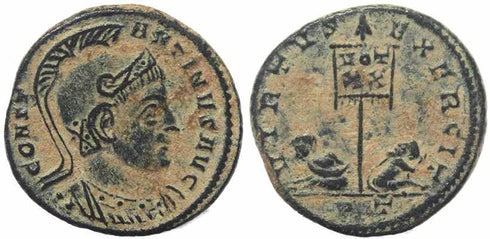 Roman coin of Constantine I - VIRTVS EXERCIT - Ticinum