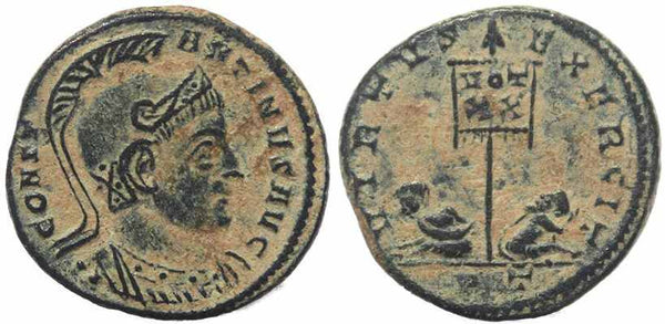 Roman coin of Constantine I - VIRTVS EXERCIT - Ticinum