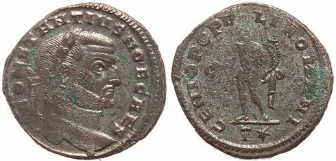 Roman coin of Constantius I Ae large follis - GENIO POPVLI ROMANI - Rome