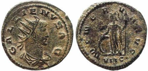Roman coin of Gallienus Antoninianus - MINERVA AVG - Antioch