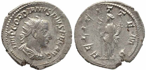Roman coin of Gordian III AR silver antoninianus - FELICIT TEMP