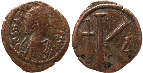 Byzantine coin of Anastasius Ae half follis - 26mm, 8.50 grams