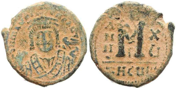 Byzantine coin of Maurice Tiberius 582-602 AD AE Follis - Antioch as Theopolis