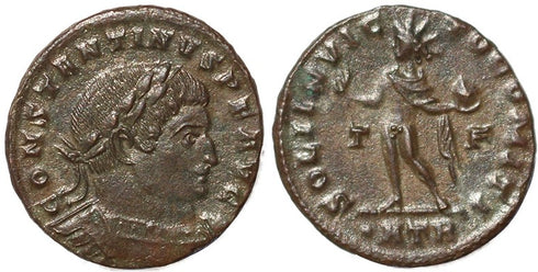 Roman coin of Constantine I - part silvered - SOLI INVICTO COMITI - Treveri