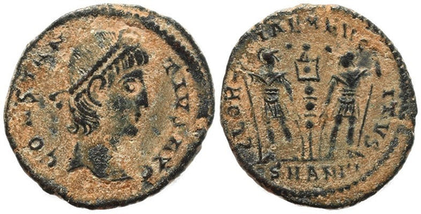 Roman coin of Constantius II - GLORIA EXERCITVS - Antioch