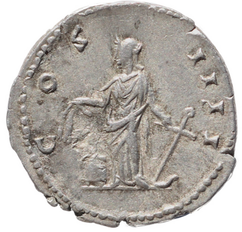 Roman coin of Antoninus Pius AR silver denarius - COS IIII