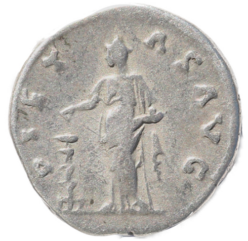 Roman coin of Faustina AR silver denarius - PIETAS AVG