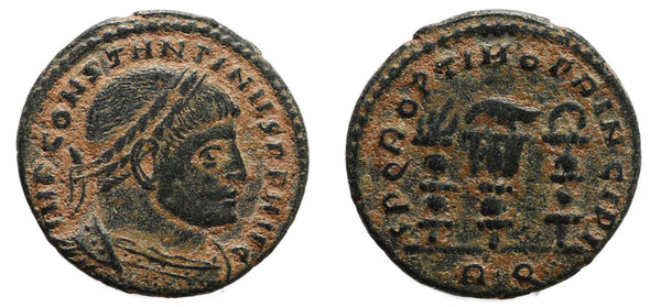 Ancient Roman coin of Constantine I - SPQR OPTIMO PRINCIPI