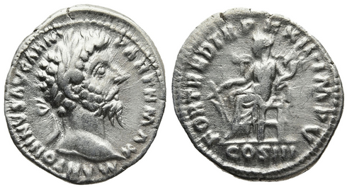 Ancient Roman coin of Marcus Aurelius - Fortuna