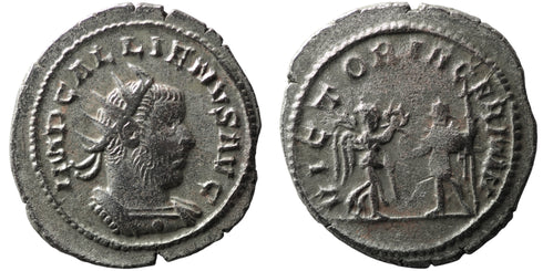 Silvered Gallienus Antoninianus - VICTORIA GERMAN