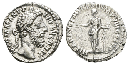 Roman coin of Commodus AR silver denarius - Hilaritas