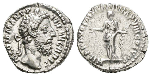 Roman coin of Commodus AR silver denarius - Hilaritas
