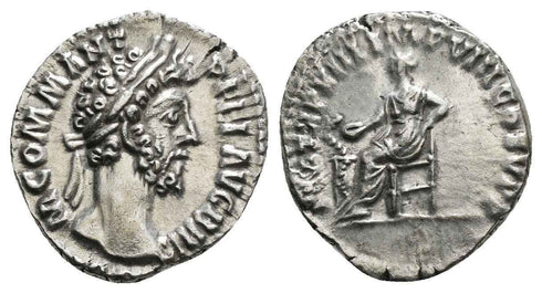 Roman coin of Commodus AR silver denarius - Salus