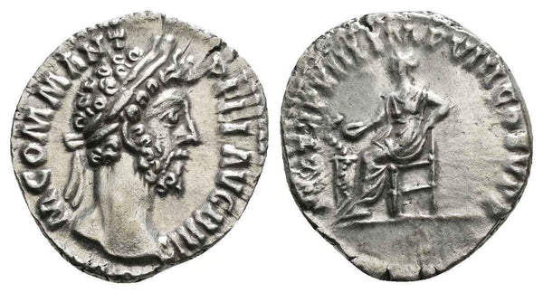 Roman coin of Commodus AR silver denarius - Salus