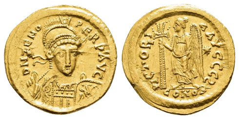 Roman gold solidus of the Emperor Zeno - VICTORIA AVGGG
