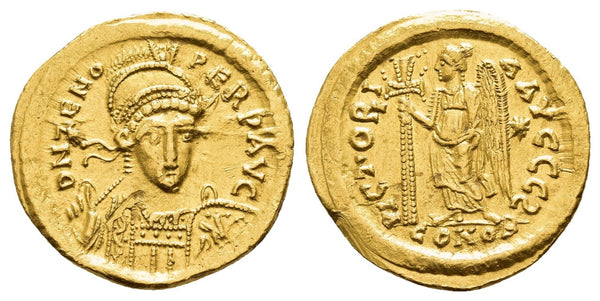 Roman gold solidus of the Emperor Zeno - VICTORIA AVGGG