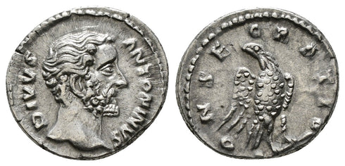 Roman silver coin of Antoninus Pius - CONSECRATIO