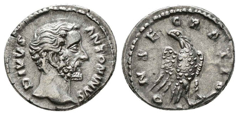 Roman silver coin of Antoninus Pius - CONSECRATIO