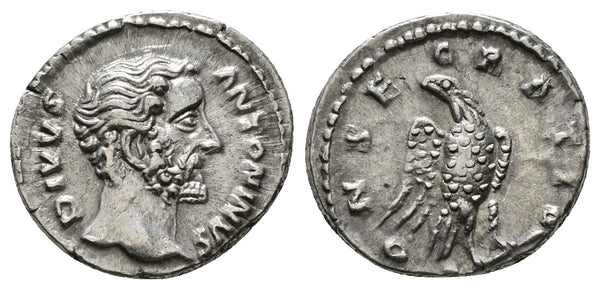 Roman silver coin of Antoninus Pius - CONSECRATIO