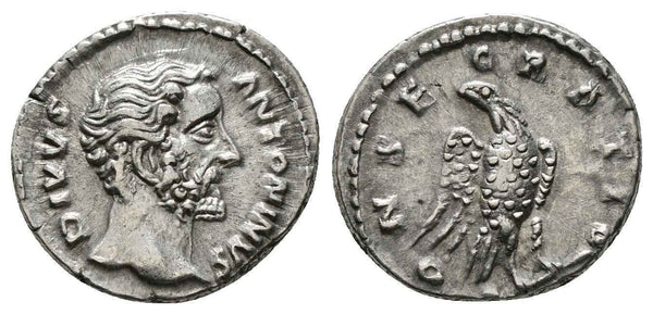 Roman silver coin of Antoninus Pius - CONSECRATIO