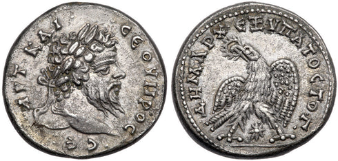 EF Roman silver coin of the Emperor Septimius Severus 193-211AD Bi Tetradrachm