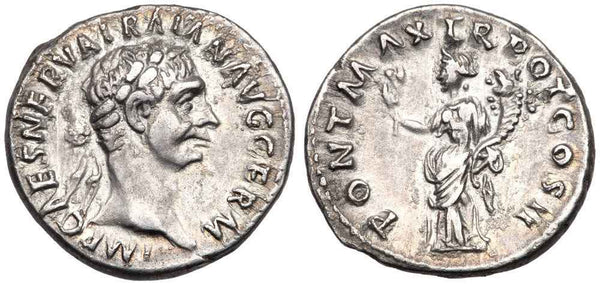 Roman silver denarius of the Emperor Trajan - PAX