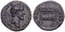 EF Roman silver denarius of Antoninus Pius - Thunderbolt on draped throne