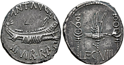 Roman Imperatorial Marc Antony AR denarius Legionary issue Legion VIII
