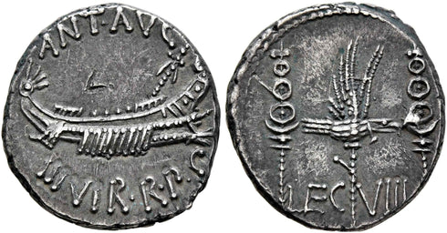 Roman Imperatorial Marc Antony AR denarius Legionary issue Legion VIII