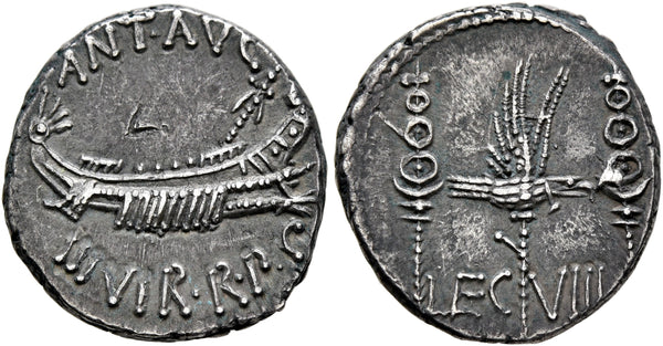 Roman Imperatorial Marc Antony AR denarius Legionary issue Legion VIII