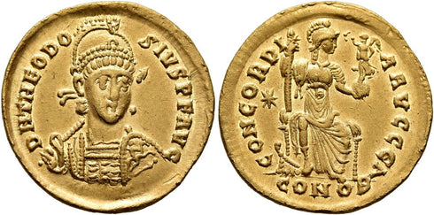 Roman coin of Theodosius II - Gold Solidus - Constantinopolis
