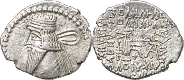 VF+ Ancient Archaemenid Kings silver drachm of Vologases III 105-147 AD minted in Ecbatana